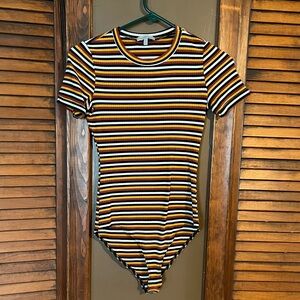 Charlotte Russe Fall Toned Striped Bodysuit